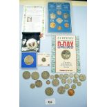 A quantity British coinage including silver content pre-decimal threepences, florin and