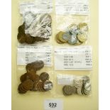 A quantity of approximately 80 Icelandic coins, including duplicates. Aurar and Eyrir dates: 1922,