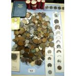 A miscellaneous quantity of world coinage including: copper/bronze brass threepences, cupro-nickel