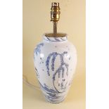 A blue and white Delft table lamp 29cm