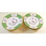 A set of six Mintons bowls decorated pheasants with green and floral borders