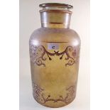 A large painted glass jar - 41cm