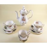 A Royal Albert 'Berkeley' coffee set comprising coffee pot, six cups and saucers and six tea plates