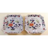 A pair of Ironstone Imari square dishes - 21cm