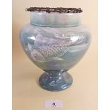 A Shelley lustre vase painted fish by Walter Slater, 19cm