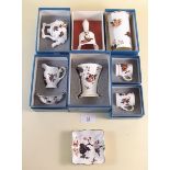 Seven Coalport Hong Kong small ornaments and one unboxed