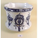 An Edwardian blue and white jardiniere printed swags and flowers - 21cm