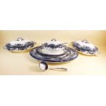 A late Victorian Booths 'Sheila' pattern part dinner service comprising: two oval lidded tureens,
