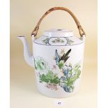 A large size Chinese teapot painted bird - 23cm