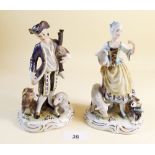 A pair of porcelain figures Shepherdess and bagpiper