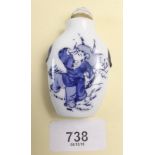 A Chinese blue and white porcelain snuff bottle painted figures