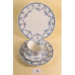 A 1920's Grosvenor blue and white tea service, seven cups, ten saucers, seven tea plates and a