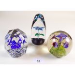 Eight various flower form paperweights