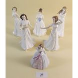 Four Royal Doulton figures from the Sentiments series, a Royal Doulton figure Melody and a small