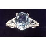 A silver sky blue topaz ring - size P