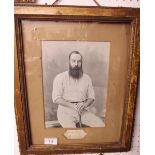 A print of W G Grace cricketer, with facsimile signature - 24 x 17cm