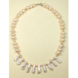 A peach and Biwa pearl necklace