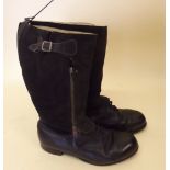 A pair of 1943 RAF issue black leather and suede flying boots - Escape pattern - size 9