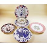 A collection of six decorative plates including Royal Worcester, Ridgway, Derby etc