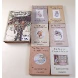 Six early Beatrix Potter books and a copy of Swiss Family Robinson illustrated by Charles Folkard