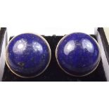 A pair of 9 carat gold lapis lazuli stud earrings