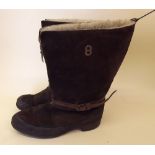 A pair of RAF issue 1941 pattern brown suede sheepskin lined flying boots - size 10