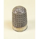 A Charles Horner silver thimble with gold band, Chester 1887
