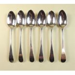 A set of six silver teaspoons, London 1835, by Thomas Oliphant ?, 87g