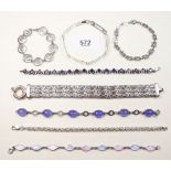 Various silver bracelets