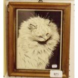 A framed picture of a Louis Wain cat - 19 x 15cm