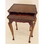 A nest of two burr walnut occasional tables