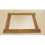 A Mouseman style contemporary oak framed mirror 120 x 89cm