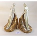 A pair of Art Deco style nude figure bookends