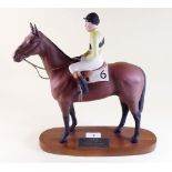 A Beswick Connoisseur group of Arkle with Pat Taaffe Up on wooden base - leg repaired