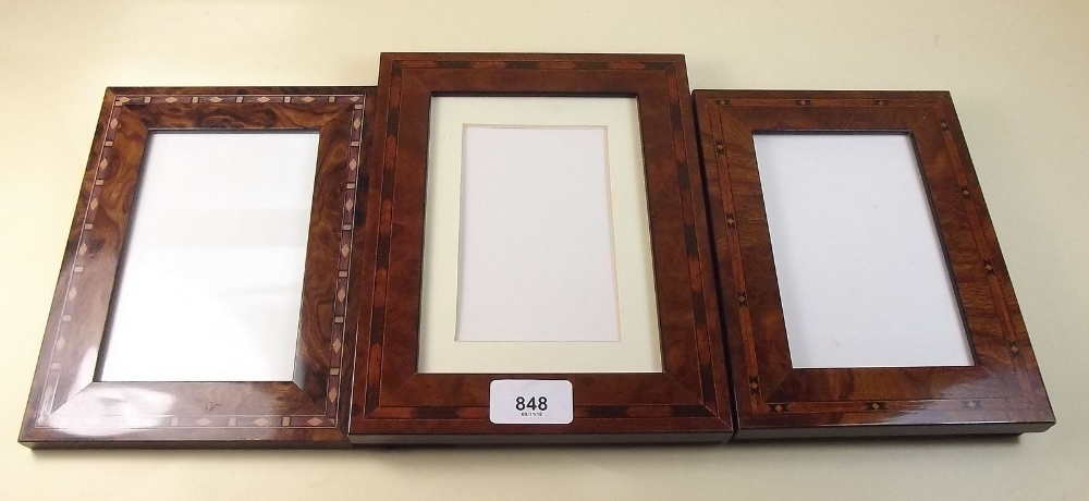 Three marquetry photograph frames