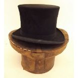 A Sugden silk top hat in leather box