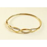 A 9 carat gold bangle set chip diamonds - 5g