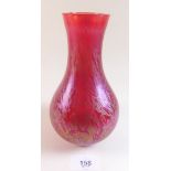 A red Studio glass lustred vase - 17cm