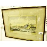 An early 19th century steel engraving of Maidenhead Bridge - 19 x 30cm