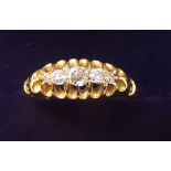 An 18 carat gold five stone diamond ring - size J 1/2