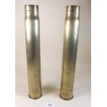 A pair of WWI trench art brass shell case vases - 1917
