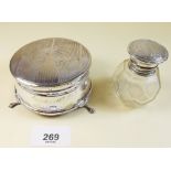 A silver Art Deco style dressing table trinket box, Birmingham 1970 and a Victorian cut glass and