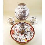 A collection of Mason's Ironstone items to include a large fruit basket, ginger jar (23cm) and two