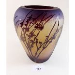 An acid etched vase decorated trees on a mottled amber and wine ground, small chip to rim