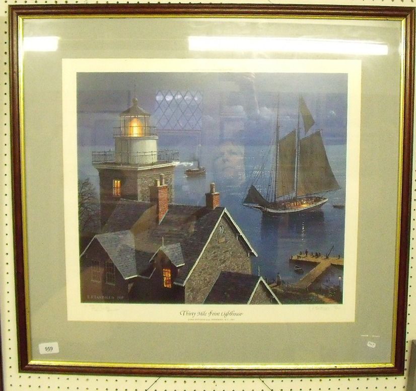 Len F Tantillo - limited edition print 'Thirty Mile Point Lighthouse' Lake Ontario 107/1800,