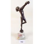 An Art Nouveau style bronze figure of a nude on an onyx base - 24cm
