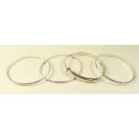 Four silver bangles - 53g