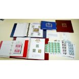 Stamps - a box of four Royal Commemorative albums and sheets in A4 box with umm stamps from