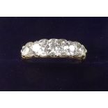 A Victorian 18 carat gold five stone diamond ring - approx 1 carat total - size M