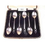 A set of silver coffee spoons, 1934 - boxed